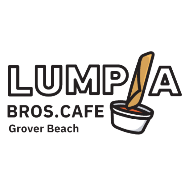 Logo of Lumpia Bros. Cafe with a lumpia stick in a bowl on a white background