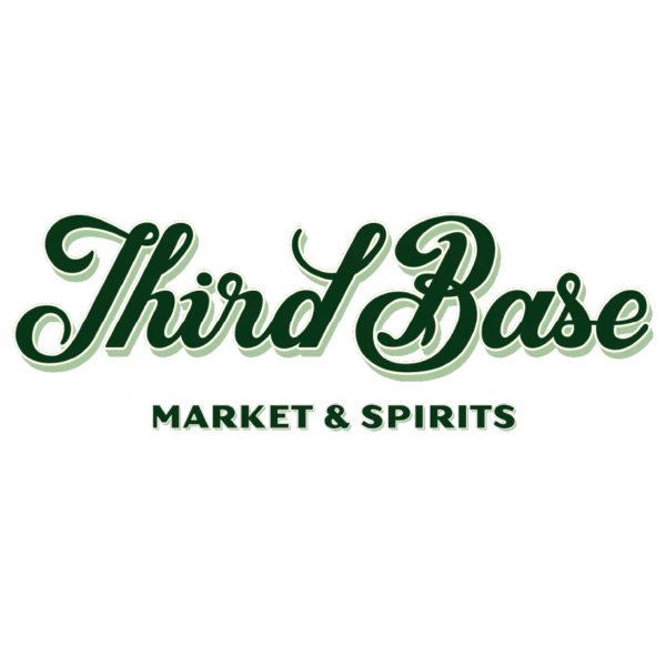 Logo of Third Base Market & Spirits with green text on a white background