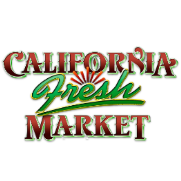 Logo of California Fresh Market with colorful text on a white background