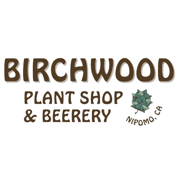 Logo of Birchwood Plant Shop & Beerery with a plant icon on a white background